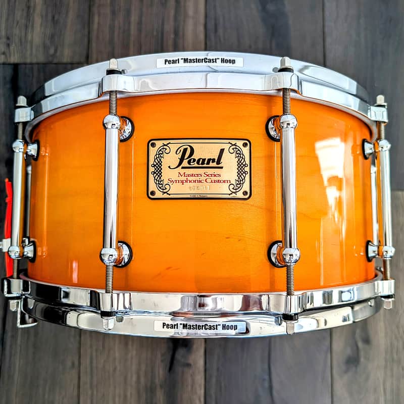 Pearl Masters Series Symphonic Custom Snare Drum 14" x 6.5" Made in Taiwan 10 Lug Dennis Chambers Style Throw Off image 1