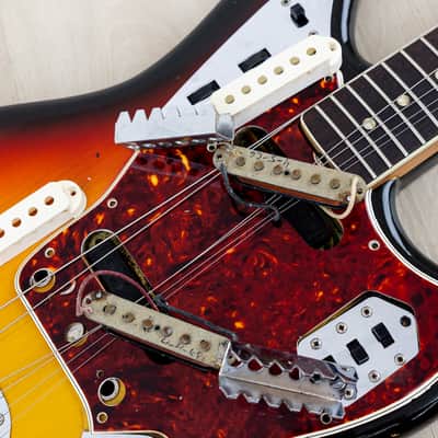1966 Fender Jaguar Vintage Offset Guitar Sunburst w/ Big Neck, Case image 18
