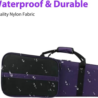 4/4 Full Size Violin Case, Triangular Lightweight Portable Travel Carrying Bag with Shoulder Straps, Plush Lining, Reinforced Frame, Nylon Waterproof, Ideal for Students & Players, Purple image 3