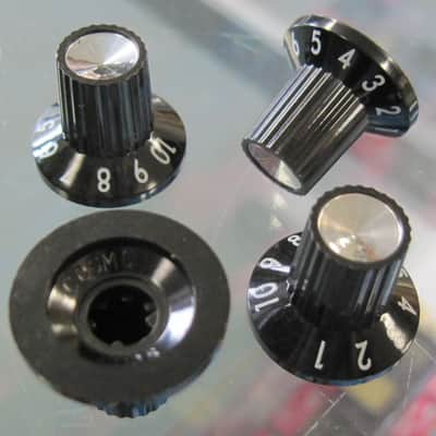 Fender Black-Silver Skirted 1-10 Push-On Amplifier Knobs 180 DEG 0054419049 image 1