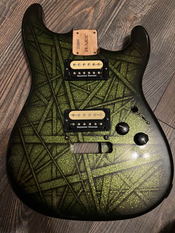Frankenstein Frankenstrat Green Sparkle Striped Guitar Body Loaded image 1