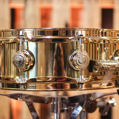 DW 4x14 Collector's Bell Brass Snare Drum w/ Gold Hardware image 3