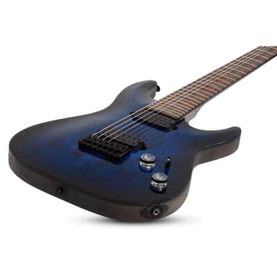 Schecter Omen Elite-7 7-String Electric Guitar - Rosewood Fingerboard, See-Thru Blue Burst image 2