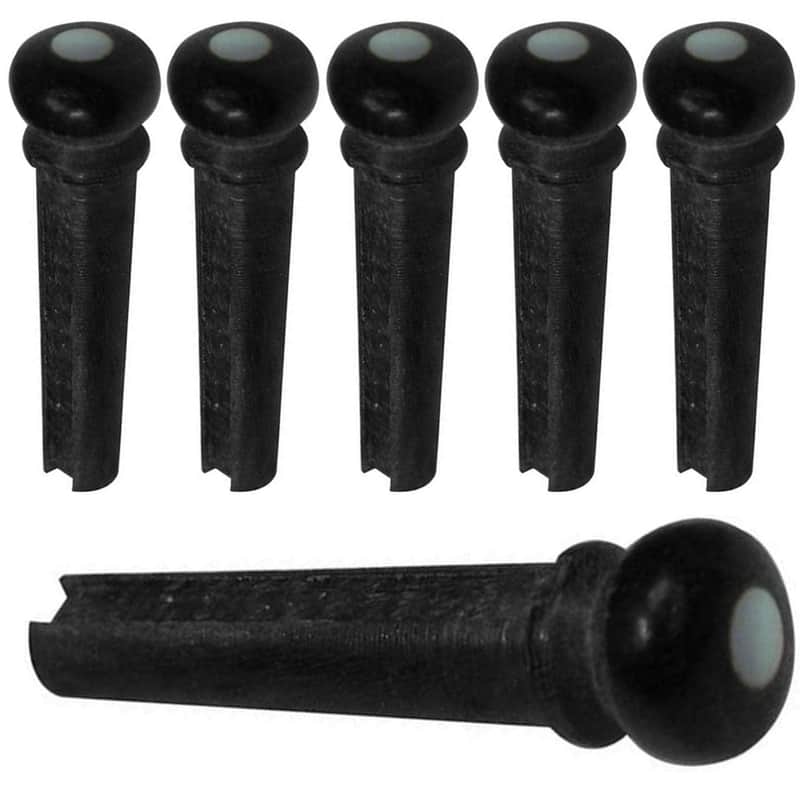 Pick Boy Ebony Acoustic Guitar Bridge Pin Set With Extractor image 1