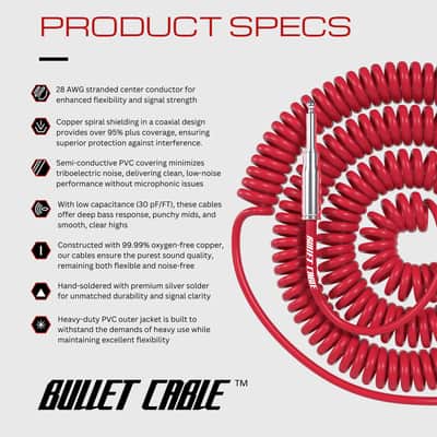 Bullet Cable 30′ Silent Red Coil Cable image 4