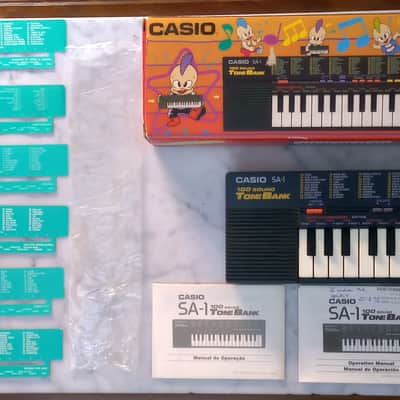 Casio SA-1 3 BOOK MANUAL 6 PATTERN PULSE CODE MODULATION PCM 100 TONE BANK 1989 - mini keyboard with complex LO-FI wavetable sounds PC Kid Techo Punk pop Japan Anime Manga Black BOXED RARE image 3