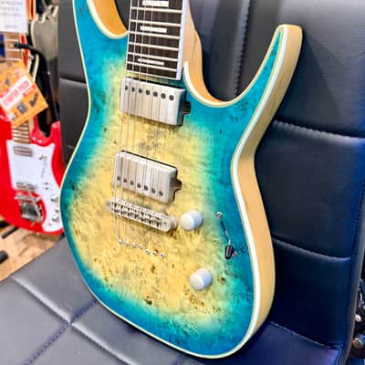 🔥2021🔥 Dean Exile Select 7-String Burl Poplar~ Satin Turquoise Burst~ Rare! image 3