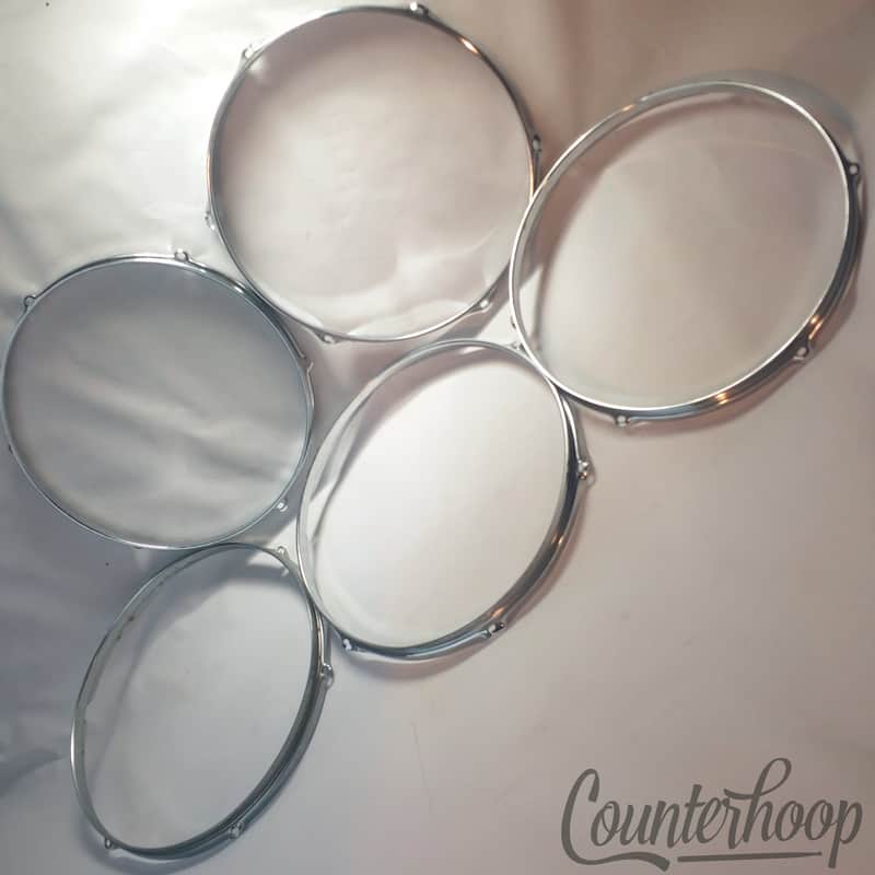 *Pearl 5x 14" Snare/Tom Drum Batter Rims/Hoops Chrome Triple Flange 6-Hole Lot* image 1
