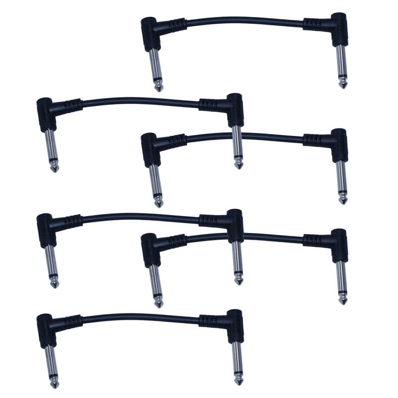 6 PACK BLACK 6 inch Right Angle 1/4 mono guitar effects pedal jumper patch cable image 1