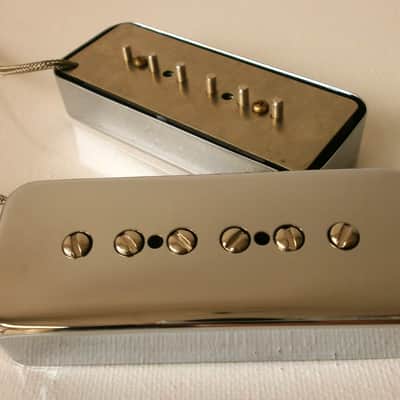 SOAP BAR P90 Pickups SET METAL CHROME PLATED Nickel Silver Cover Vintage  Gibson Epiphone Custom Shop Q image 12