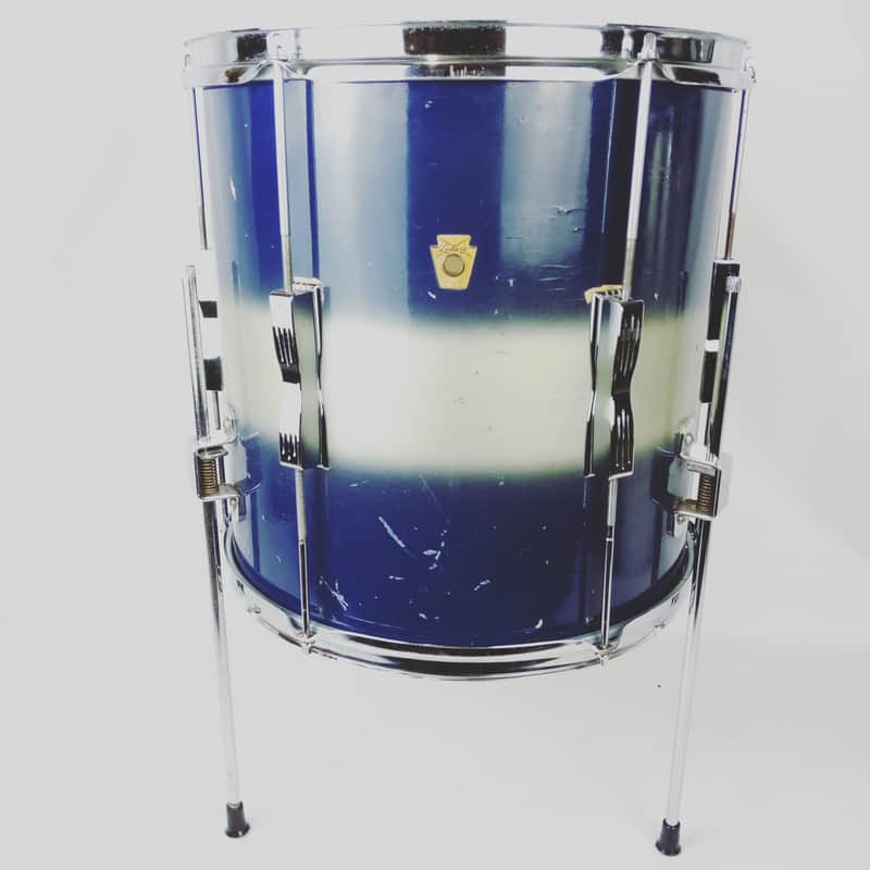 Ludwig 14x14 Foor Tom Drum Blue/Silver Duco Club Date Vintage 60s 3Ply Maple USA image 1