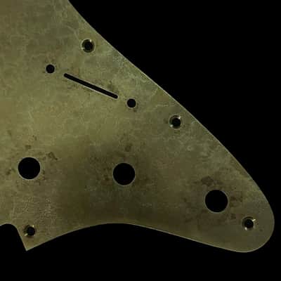 Made-to-Order - Stratocaster 11-hole HSS COVERED Humbucker Pickguard Scratchplate for Fender - Aged Gold Brass - Hand-finished image 4