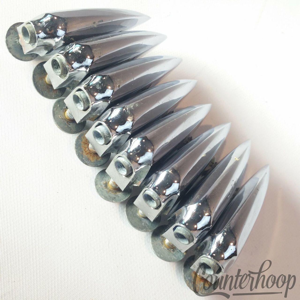 Pearl 8x Sonor Teardrop Copy Floor/Tom/Bass Drum Lugs Chrome Vintage 60s Japan* — main photograph
