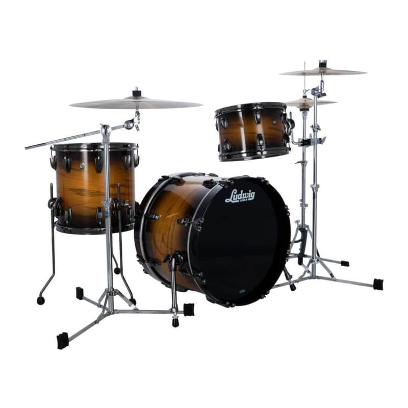 Ludwig Classic Maple Exotic Select 3pc Downbeat Drum Set Black Gold Burst image 1