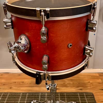 PDP Concept Maple 9x13” Rack Tom with Mount Bracket in Oxblood Satin Finish with Wood Hoops image 3