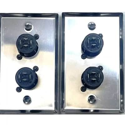 (2) Two Single Wall Plates w/ Dual Genuine Neutrik NL4MPXX SpeakON (Stainless) image 2