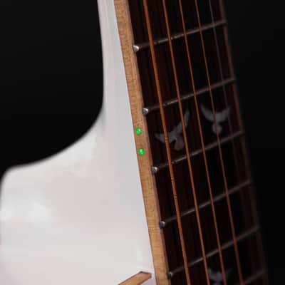 Lindo White Dove V3 Electro Acoustic Guitar and Premium Hard Case | Beautiful High Gloss Finish | Roasted Maple Binding | Preamp/Tuner/LCD | Luminlays | Steel Strings image 9