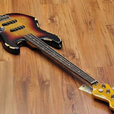 Vintage VJ74 Icon Fretless Bass - Sunset Sunburst image 14