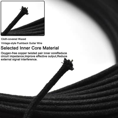 10ft 3 Color Cloth-Covered Pre-tinned 7-Strand Waxed Covered Pre-tinned Vintage-Style Guitar Wire Cable Guitar Parts Instrument 3.34ft of Each Black/White/Yellow image 2
