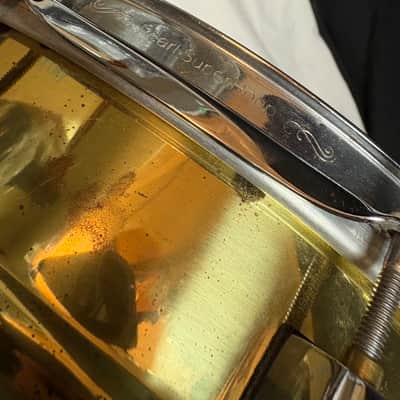 Remo Pearl Custom Alloy SensiTone SNARE Drum Coated Ambassador - Brass Shell - Used image 11