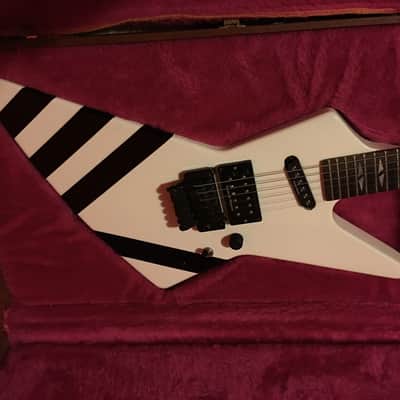 SOLD Gibson Explorer 90 Double w/HSC Matthias Jabs Scorpions Guitar white w/black stripes RARE image 3