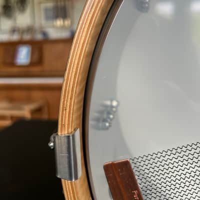Ayotte Keplinger 14x5.5” Stainless Steel Snare Drum – Original Wood Hoops – Rare Finish - 1990s image 7