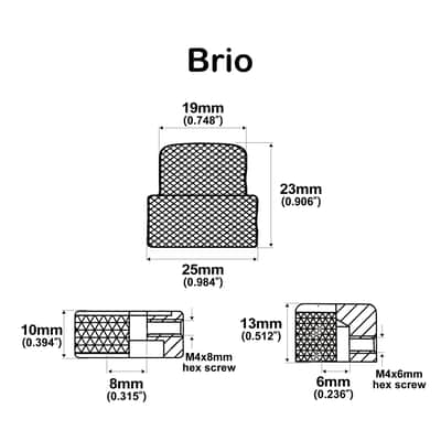 Brio Steel Universal Dual Concentric Stacked Brass Shaft Control Knob Set (2 pcs) - Chrome image 2