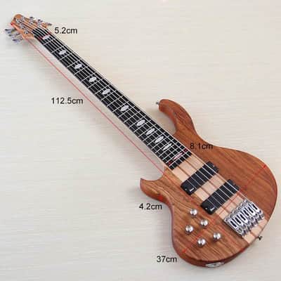 Custom Left Handed 6 String Electric Bass, Zebra Wood Top Body, Maple Neck Through, 24 Frets Fingerboard image 4