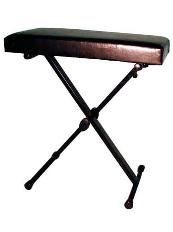 STAGG Adjustable Height Black Vinyl Keyboard Bench With X Folding Legs image 1