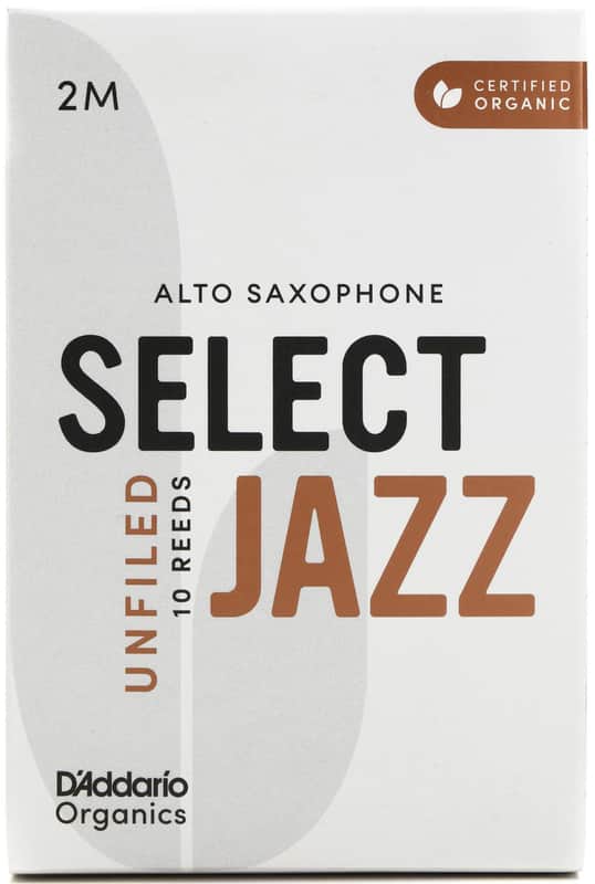 Immagine D'Addario Organics Select Jazz Unfiled Alto Saxophone Reeds - 2 Medium (10-pack) (2-pack) Bundle - 1