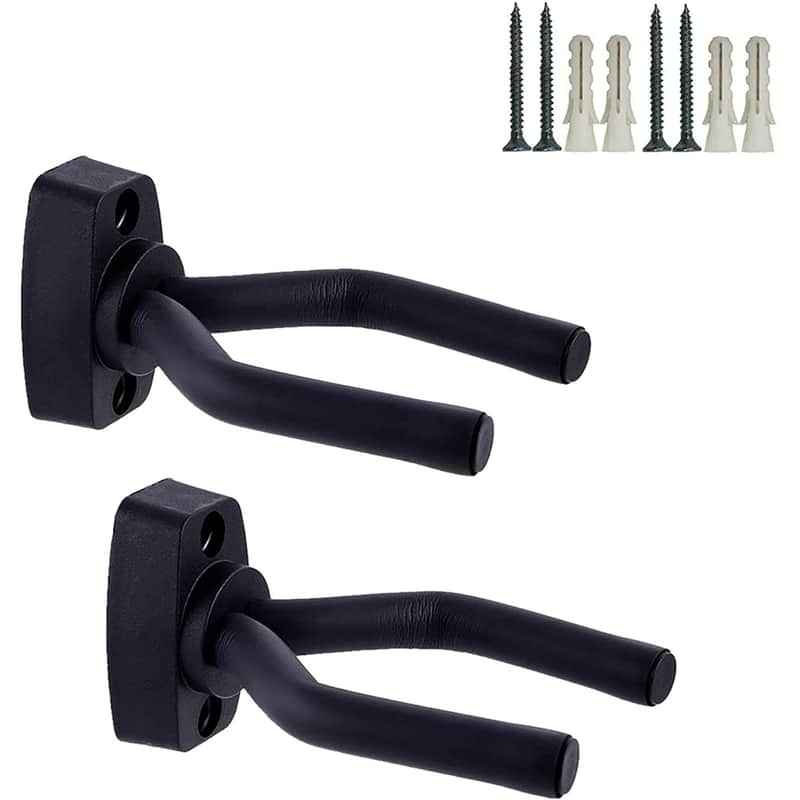 Guitar Wall Mount Hanger 2 Pack, Guitar Hanger Wall Hook Holder Stand Display Black with Screws - Easy to Install - Fits All Size Guitars, Bass, Mandolin, Banjo, Ukulele Bild 1