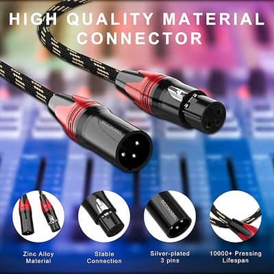 XLR Cables, XLR Microphone Cables 10ft 6 Packs Nylon Braided, Balanced XLR Speaker Cable 3-Pin Male to Female Mic Cable for Microphones, Mixer and Speaker Systems image 3