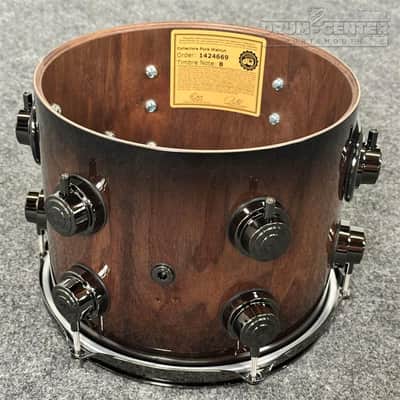 DW Collectors Pure Walnut 6pc Drum Set Natural to Quick Ebony Burst image 7