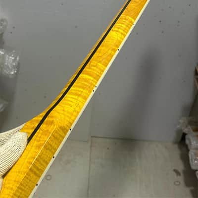 AAA 4 string Yellow Gloss Flame Maple Electric Bass neck 20 Fret Rosewood Inlay image 5