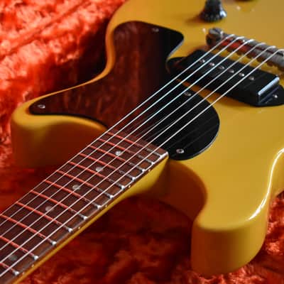 80’s Burny Japan Rock ’n Roll Version RTV-55 Les Paul Junior Double Cut in TV Yellow RARE Fernandes MIJ Japanese Vintage Lawsuit Fujigen JR DC Gibson image 20