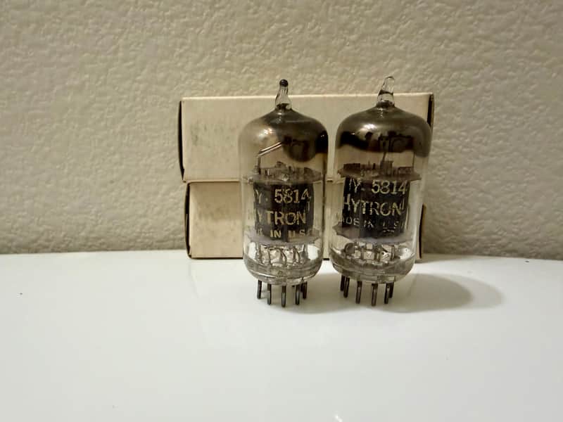 Nos pair of CBS Hytron 5814 with D Getter and Black Plates Nos Pair image 1