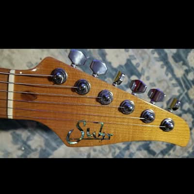 Suhr Classic Custom Trans Blue Denim Slate Burst, Roasted Neck image 3