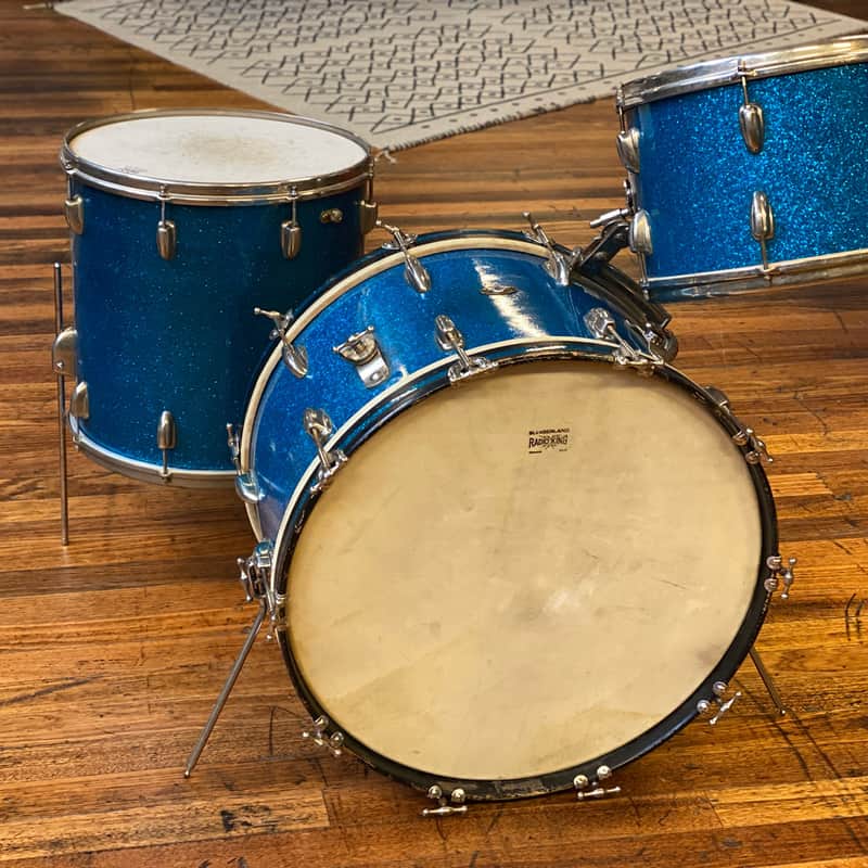 1956-58 Slingerland Radio King Drum Set Sparkling Aquamarine/B…