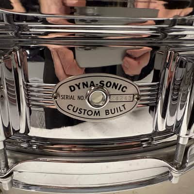 Rogers "5-Line" Dyna-Sonic 5x14" Brass Snare Drum with "Beavertail" Lugs 1967 - 1974 - Chrome image 7