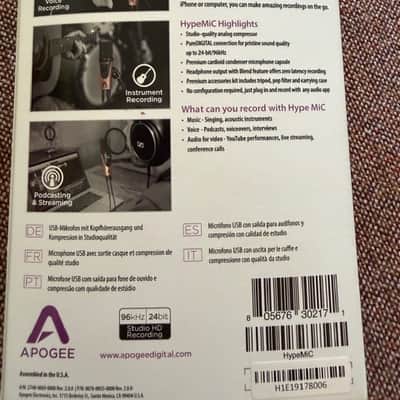 Apogee HypeMiC Cardioid USB Microphone 2019 - 2020 - Black / Champagne image 3