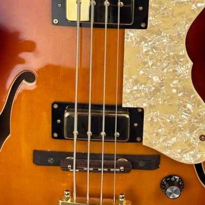 Jay Turser Hollow Body Electric Bass Guitar w/ Hardshell Case – Tobacco Sunburst image 5