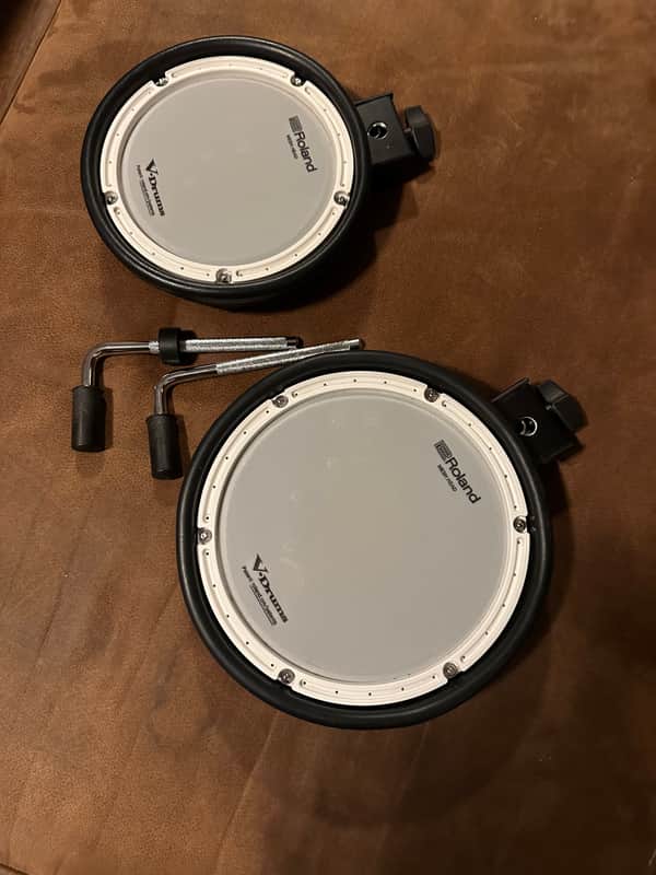 2 Roland V-Drum pads: 1 PDX-8 and 1 PDX-6 with mounting arms image 1
