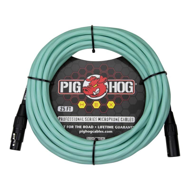 Pig Hog PHMH25SG Hex Series Microphone Cable 25FT, Seafoam Green image 1