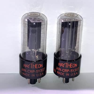 1953 Raytheon 5Y3GT JAN Mil-Spec Rectifier Tubes, Matched Pair, Tested, Matched Codes image 1