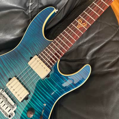 Suhr Modern Carve Top 2014 Reload Collection Flamed Blue Aqua Cocobolo Neck **Stunning!** image 13