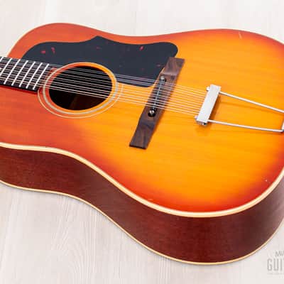 1966 GIbson B-45-12 Vintage Dreadnought 12-String Acoustic Guitar Cherry Sunburst w/ Case image 10