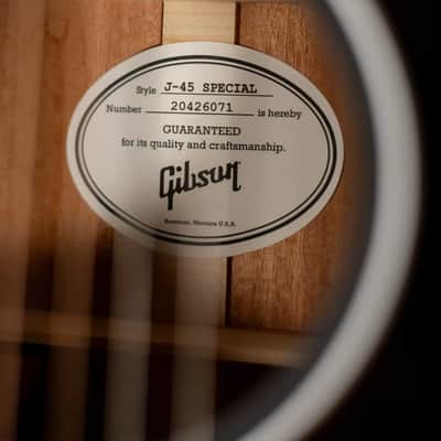 Gibson J-45 Special Dreadnought Acoustic Guitar - Ebony Satin with Gig Bag image 13