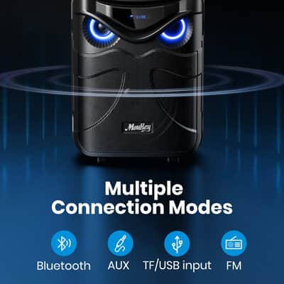 Moukey Karaoke Machine for Kids with 2 Wireless Microphones, Portable Bluetooth Speaker with Treble/Bass, Remote Control and LED Lights, PA System Support REC/AUX/USB/TF/FM for Adults/ Party, MPS3 image 3