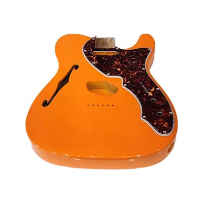 Capri Orange T-Style Thinline Guitar Body – Roasted Ash – Fender-Spec – Semi-Hollow – Boutique Gloss Finish image 3