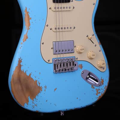 Dhatarattha HSS Strat-Style – Surf Blue Nitro Relic image 5